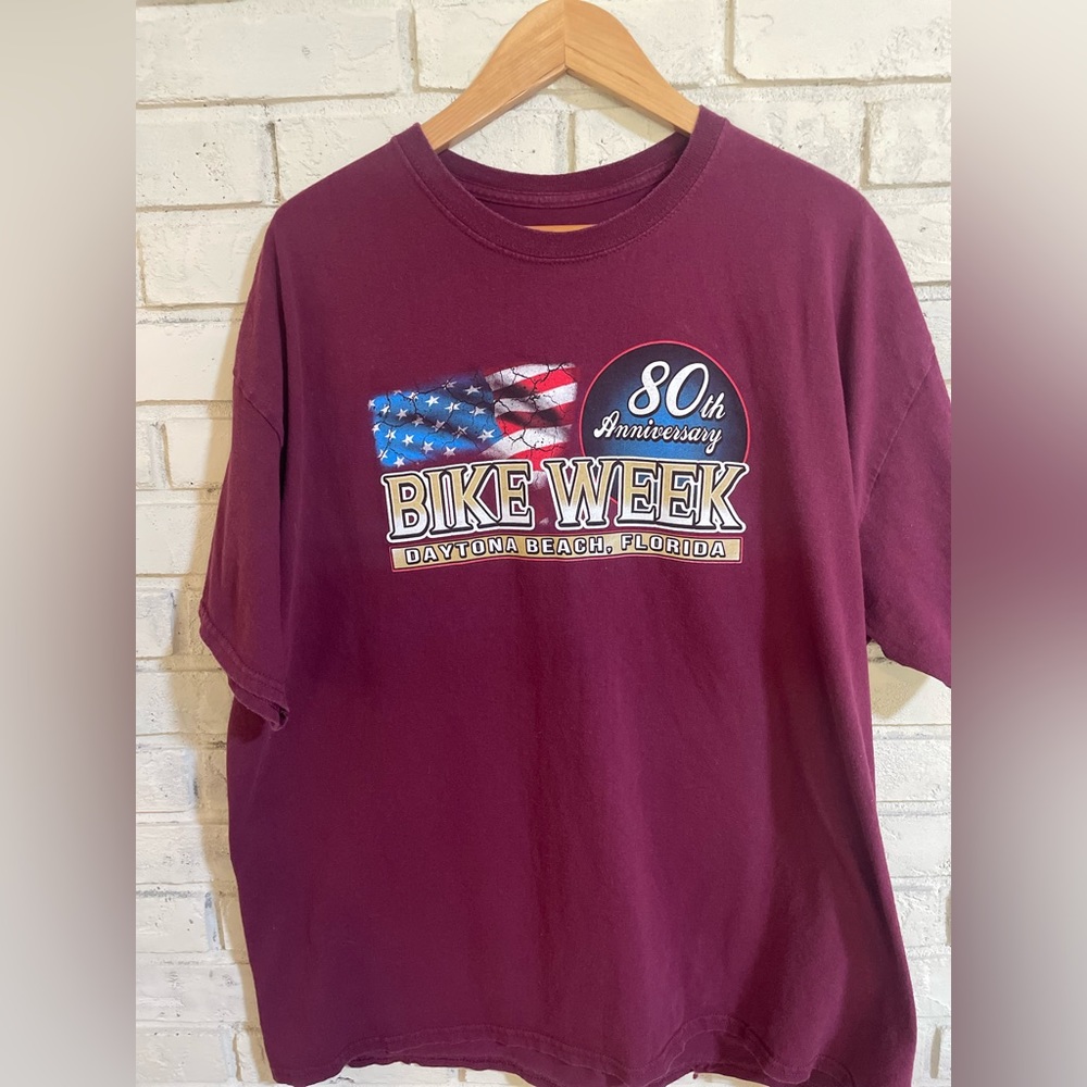 🇺🇸🏍️XXL 2021 Bike week t-shirt EUC burgundy brand is Bikerlife.com